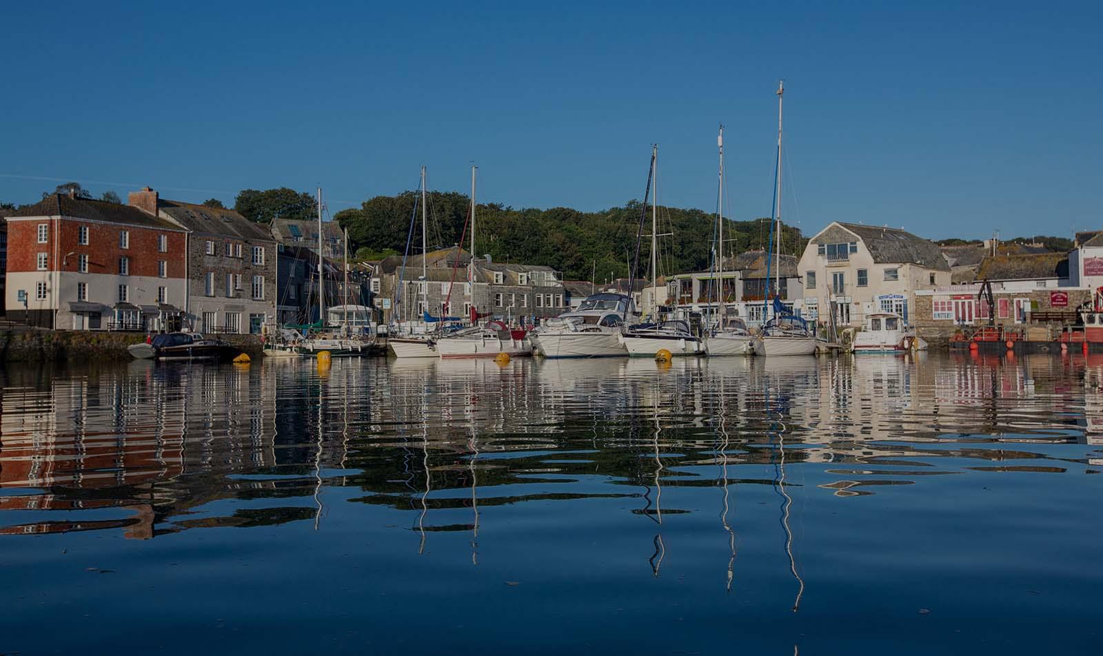 Golden-hour light over Padstow harbour and the Camel Estuary, North Cornwall