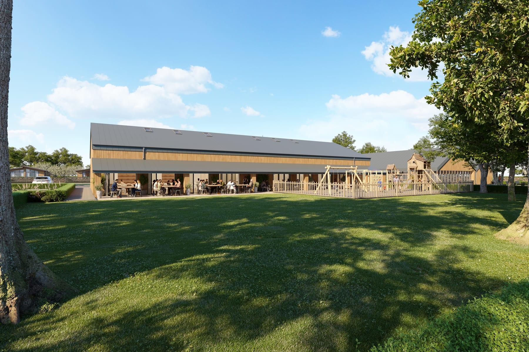 CGI artist's impression of the planned clubhouse at Atlantic Bays Holiday Park, St Merryn