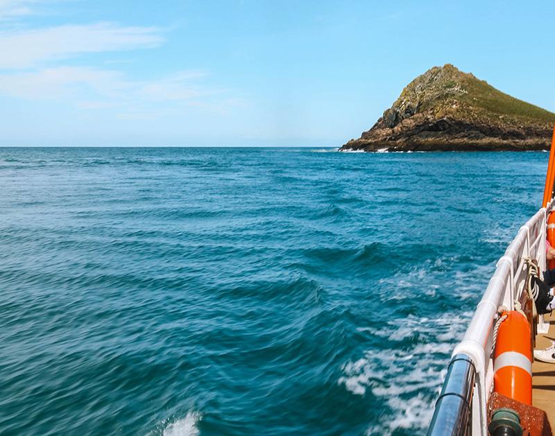 A fishing trip boat leaving Padstow harbour, North Cornwall