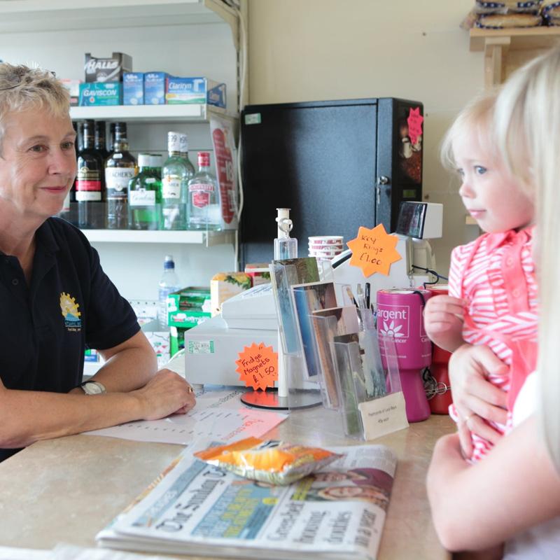 The on-site park shop stocking daily essentials and local treats at Atlantic Bays